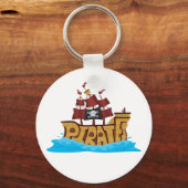 Piratenschip Typografie met Schedel Vlag Sleutelhanger (Voorkant)