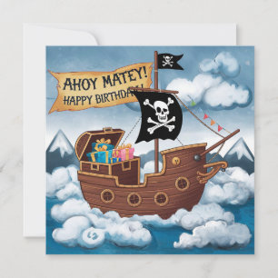 Piratenschip Verjaardag Kaart - Ahoy Matey!