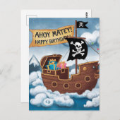 Piratenschip Verjaardag Kaart - Ahoy Matey! (Voorkant / Achterkant)