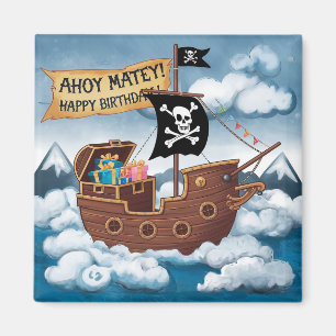 Piratenschip Verjaardag Kaart - Ahoy Matey! Magneet