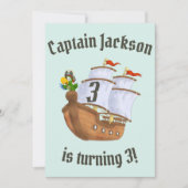 Piratenschip Verjaardag Naam & Leeftijd Kaart (Voorkant)