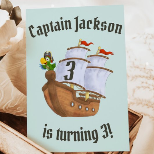 Piratenschip Verjaardag Naam & Leeftijd Kaart