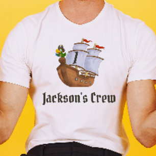 Piratenschip Verjaardag Naam & Leeftijd Ouder T-shirt