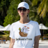 Piratenschip Verjaardag Naam & Leeftijd Vrouwen T-shirt