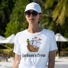 Piratenschip Verjaardag Naam & Leeftijd Vrouwen T-shirt