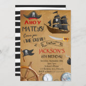 Piratenschip Verjaardag Uitnodigen Kaart (Voorkant / Achterkant)