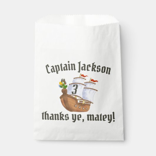Piratenschip Verjaardag van kinderen Bedankzakje (Voorkant)