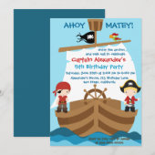 Piratenschip Verjaardagsfeestuitnodiging Kaart (Voorkant / Achterkant)