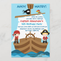 Piratenschip Verjaardagsfeestuitnodiging