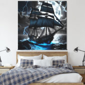 piratenschip verpakt canvas afdruk (Insitu (Slaapkamer))