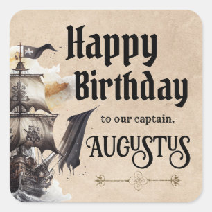 Piratenschip Vierkante Sticker