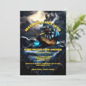 Piratenschip volwassen thema feest kinder thema kaart (Staand voorkant)