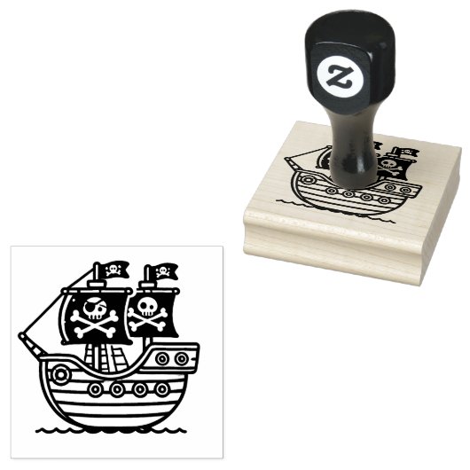 Piratenschip voor kinderen rubberstempel (Gestempeld)