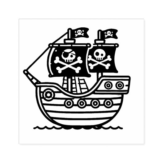 Piratenschip voor kinderen rubberstempel (Afrduk)