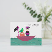Piratenschip - Wij zeilen Briefkaart (Staand voorkant)