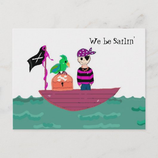 Piratenschip - Wij zeilen Briefkaart (Voorkant)