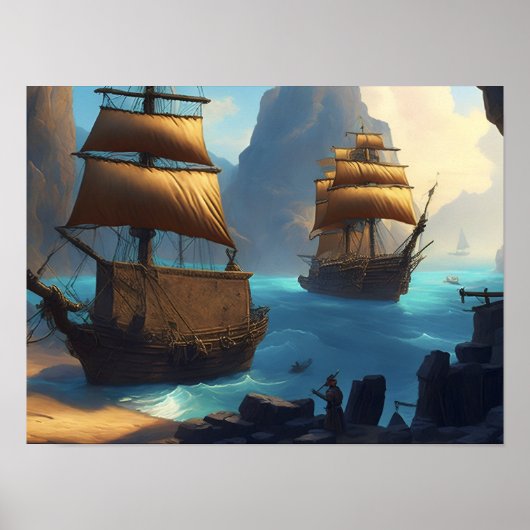  Piratenschip Zeilschip Poster (Voorkant)