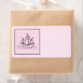 Piratenschip. Zwart en roze. Etiket (Insitu)