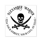 Piratenskelet gekruiste zwaarden naam retouradres  zelfinktende stempel (Design)