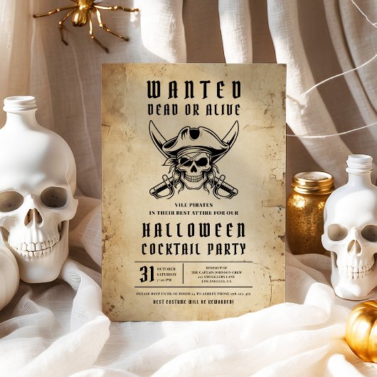 Piratenskelet Halloween Cocktailparty Kaart
