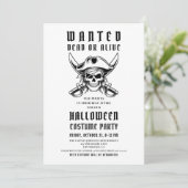 Piratenskelet Halloween Kostuum Feest Kaart (Staand voorkant)