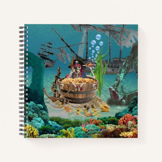 PIRATENSKELET IN EEN TON NOTITIEBOEK (Voorkant)