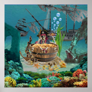 PIRATENSKELET IN EEN TON POSTER