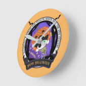 Piratenskelet kattenwand ronde klok (Hoek)