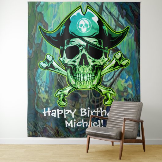 Piratenskelet Kruis Botten achtergrond Wandkleed (In situ)