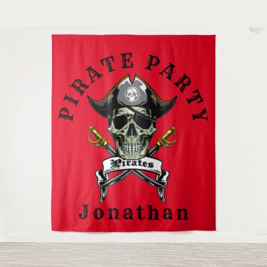 Piratenskelet Spookfeest Achtergrond Wandkleed (Voorkant)