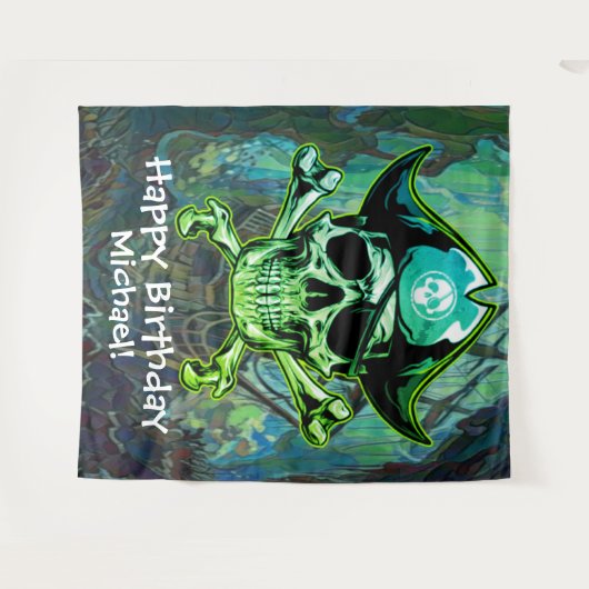 Piratenskeletkruisbotten achtergrond wandkleed (Voorkant (horizontaal))