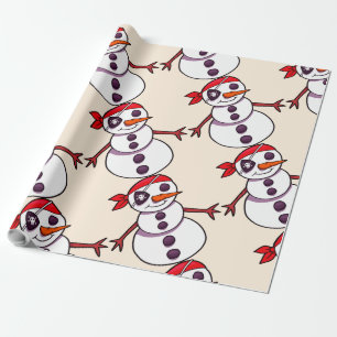 piratensnowman vrolijk kerstfeest cadeaupapier