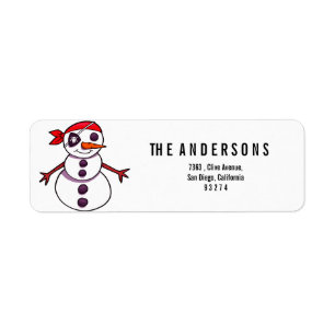 piratensnowman vrolijk kerstfeest etiket