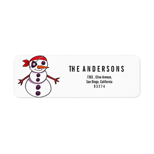 piratensnowman vrolijk kerstfeest etiket (Voorkant)