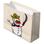piratensnowman vrolijk kerstfeest groot cadeauzakje (Voorkant Gekanteld)