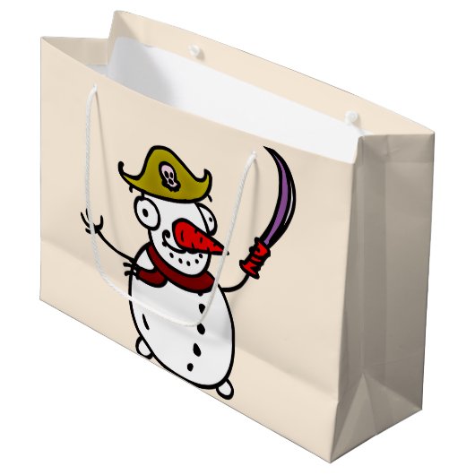 piratensnowman vrolijk kerstfeest groot cadeauzakje (Voorkant Gekanteld)