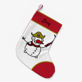 piratensnowman vrolijk kerstfeest kleine kerstsok (Voorkant (Hangend))
