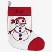 piratensnowman vrolijk kerstfeest kleine kerstsok (Voorkant)