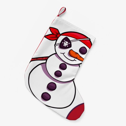 piratensnowman vrolijk kerstfeest kleine kerstsok (Voorkant (Hangend))