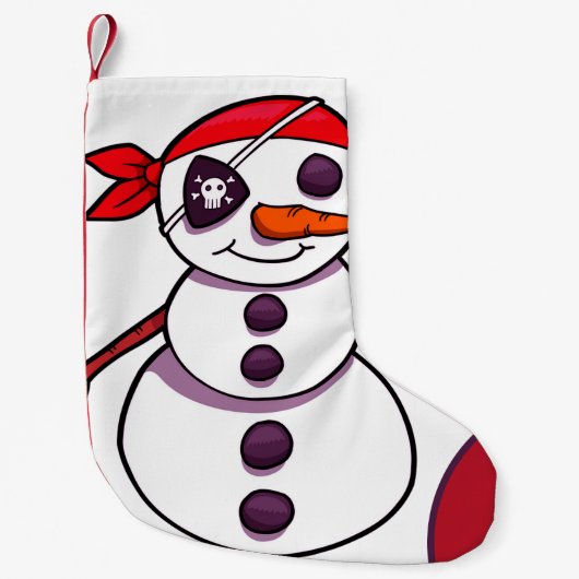 piratensnowman vrolijk kerstfeest kleine kerstsok (Voorkant)