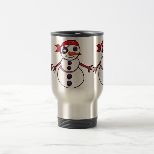 piratensnowman vrolijk kerstfeest reisbeker (Center)