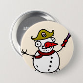 piratensnowman vrolijk kerstfeest ronde button 7,6 cm (Voorkant /achterkant)