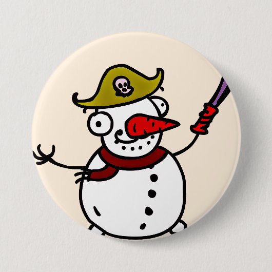 piratensnowman vrolijk kerstfeest ronde button 7,6 cm (Voorkant)