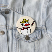 piratensnowman vrolijk kerstfeest ronde button 7,6 cm (In situ)