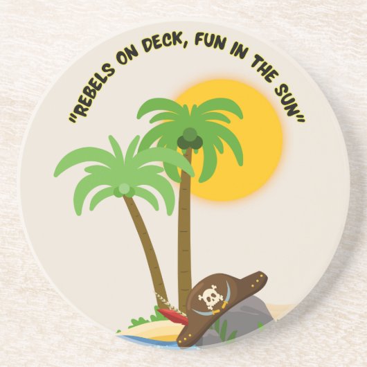 piratenstrand zandsteen onderzetter (Voorkant)