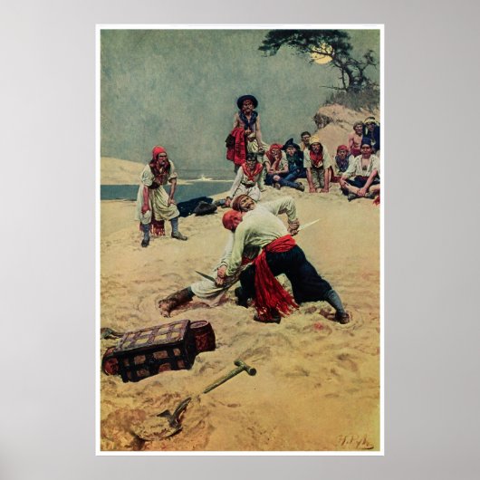 Piratenstrijd over schatten poster (Voorkant)