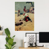 Piratenstrijd over schatten poster (Thuiskantoor)