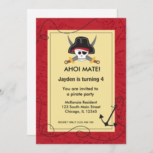 Piratenthema Kaart (Voorkant / Achterkant)