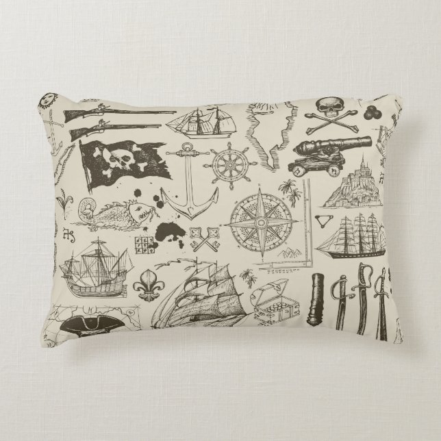 Piratenthema:  nautisch patroon. accent kussen (Voorkant)