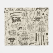 Piratenthema:  nautisch patroon. fleece deken (Voorkant (Horizontaal))
